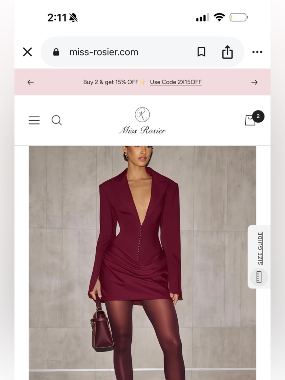 Miss Rosier Burgundy Plunge Blazer Mini Dress